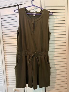 Sleeveless Olive Drawstring Jumpsuit